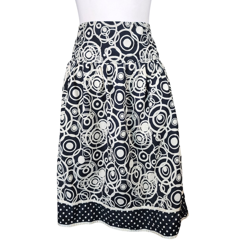 Love Potion VTG Y2K Cotton Skirt Womens Medium Black White Polka Dot Boho Twee